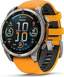 Garmin Fenix 8 47mm Amoled Titanyum Turuncu Akıllı Saat