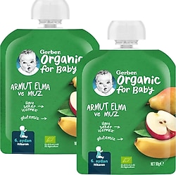 Gerber Organik Armut Elma ve Muz Püresi 90 gr 2 Adet