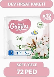 Giggles Lady Soft Gece 6'lı 12 Adet Hijyenik Ped