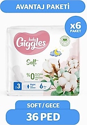 Giggles Lady Soft Gece 6'lı 6 Adet Hijyenik Ped