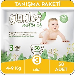 Giggles Natural 3 Numara Midi 58'li Bebek Bezi