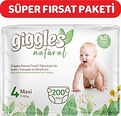 Giggles Natural 4 Numara Maxi 200'lü Bebek Bezi