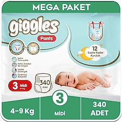 Giggles Pants 3 Numara Midi 340'lı Bebek Bezi