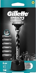 Gillette Mach3 Charcoal Standlı 6 Başlıklı Tıraş Bıçağı