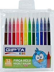 Gıpta Fırça Uçlu 12 Renk Keçeli Kalem