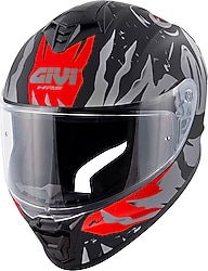 Givi 50.X Sharkbite Mat Siyah Gri Kırmızı Full Face Motor Kaskı
