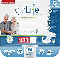 Gizlife Belbantlı Orta Boy M 30'lu 4 Adet Hasta Bezi