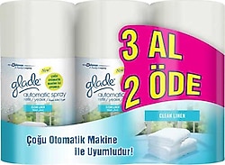 Glade Otomatik Sprey 3 Al 2 Öde Clean Linen Yedek Oda Kokusu