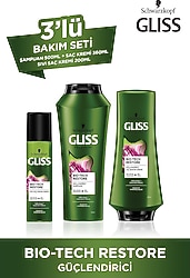 Gliss Bio-Tech Şampuan 500 ml + Saç Kremi 360 ml + Sıvı Saç Kremi 200 ml