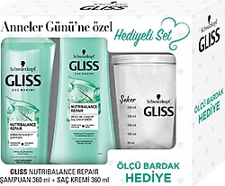 Gliss Nutri Balance 360 ml + Saç Kremi 360 ml + Ölçü Bardağı Şampuan Seti