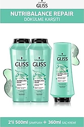 Gliss Nutribalance Şampuan 500 ml 2 Adet + Saç Kremi 360 ml