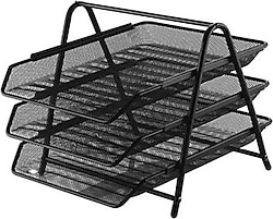 Globox 6255 Evrak Rafı Metal 3'lü Siyah