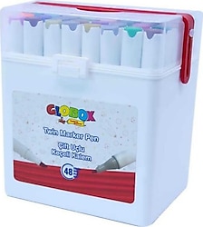 Globox Plastik Çantalı 48'li Çift Taraflı Marker Kalem Seti