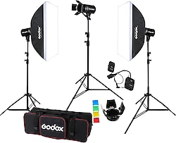 Godox E250 III 3'lü Stüdyo Paraflaş Softbox Kit