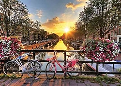 Gold Puzzle Kanalda Gün Batımı Amsterdam 1000 Parça Puzzle