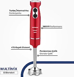 Goldmaster Multimix Kırmızı 1000 W El Blender
