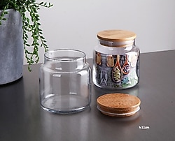 Gönül Porselen Bambu Kapaklı Cam Kavanoz 9'lu 500 ml G2734