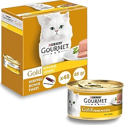 Gourmet Gold Kıyılmış Hindili 85 gr 48'li Yetişkin Kedi Konserve Maması