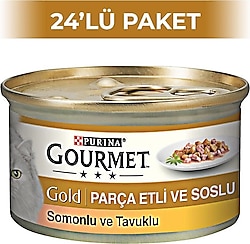 Gourmet Parça Etli Soslu Somonlu ve Tavuklu 85 gr 24