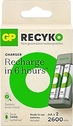 GP E221 USB Pil Şarj Aleti + 2600 mAh 2'li Şarjlı AA Kalem Pil