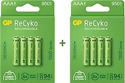 GP Recyko 950 mAh 8'li Şarjlı AAA İnce Kalem Pil