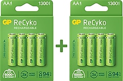 GP Recyko 1300 mAh 8'li Şarjlı AA Kalem Pil