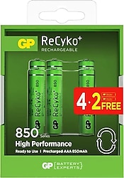 GP Recyko 850 Series 850 mAh 6'lı Şarjlı AAA İnce Kalem Pil