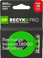 GP Recyko Pro 800 mAh 6'lı Şarjlı AAA İnce Kalem Pil