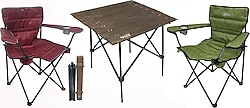Graywolf GW2B 67x73 cm 3 Kişilik Ahşap Kamp Masa Sandalye Takımı