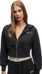 Grimelange Elara Kapüşonlu Tam Fermuarlı Antrasit Crop Sweatshirt