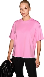 Grimelange Lagertha Pembe Kısa Kollu Yuvarlak Yaka Kadın Oversize Tişört