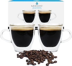 Grosche Turin Çift Cidarlı 140 ml 2'li Espresso Bardağı