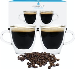 Grosche Turin Çift Cidarlı 70 ml 2'li Espresso Bardağı