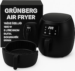 Grünberg AF-003 8 lt Siyah Yağsız Fritöz