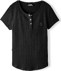 GS Store Galatasaray Premium Basic K251144 Kısa Kollu Henley Yaka Kadın Tişört