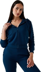 Guess V5YQ06KBSL2 Kapüşonlu Tam Fermuarlı Kadın Sweatshirt