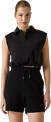 Guess V6GP02K2956 Sıfır Kol Polo Yaka Crop Tişört