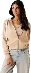 Guess W5YQ05KBYE2 Kapüşonlu Tam Fermuarlı Kadın Sweatshirt