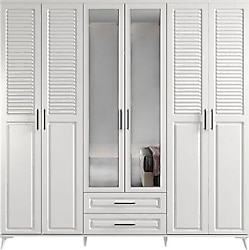 Guneystore Sanat Aynalı 6 Kapaklı Gardırop