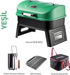 Guruss Go & Grill Tam Set Yeşil Barbekü Mangal