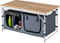 Haegs 90x50 cm Alüminyum Saklama Dolaplı Katlanır Kamp Masası