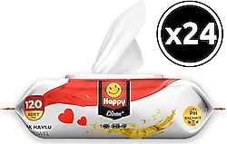 Happy Clean 120 Yaprak 24'lü Paket Islak Mendil