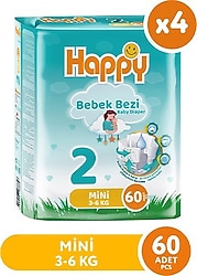 Happy 2 Numara Mini 240'lı Bebek Bezi
