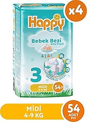 Happy 3 Numara Midi 216'lı Bebek Bezi