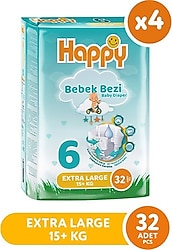 Happy 6 Numara Ekstra Large 128'li Bebek Bezi