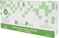 Has-Pet Lateks Pudralı Orta Boy (M) 100'lü Muayene Eldiveni