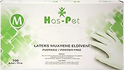 Has-Pet Lateks Pudrasız Orta Boy (M) 100'lü Muayene Eldiveni