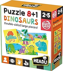 Headu 8+1 Çift Taraflı Dinozorlar Puzzle