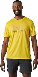 Helly Hansen Tech Graphic 2.0 HHA.49574-348 Sarı Kısa Kollu Bisiklet Yaka Erkek Tişört