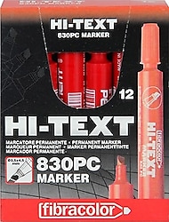 Hi-Text 830 Kesik Uçlu Kırmızı 12'li Permanent Marker Kalem